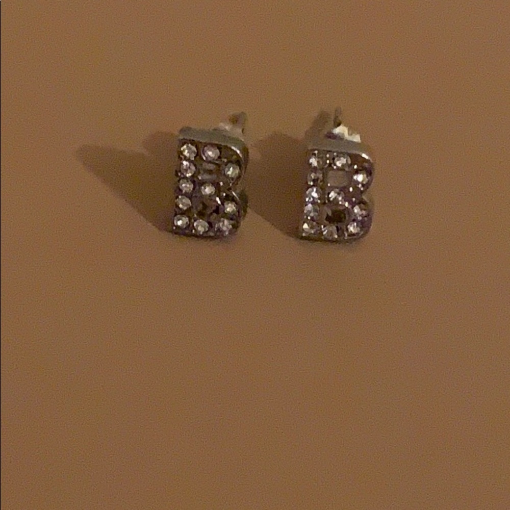 B Initial Stud Earrings